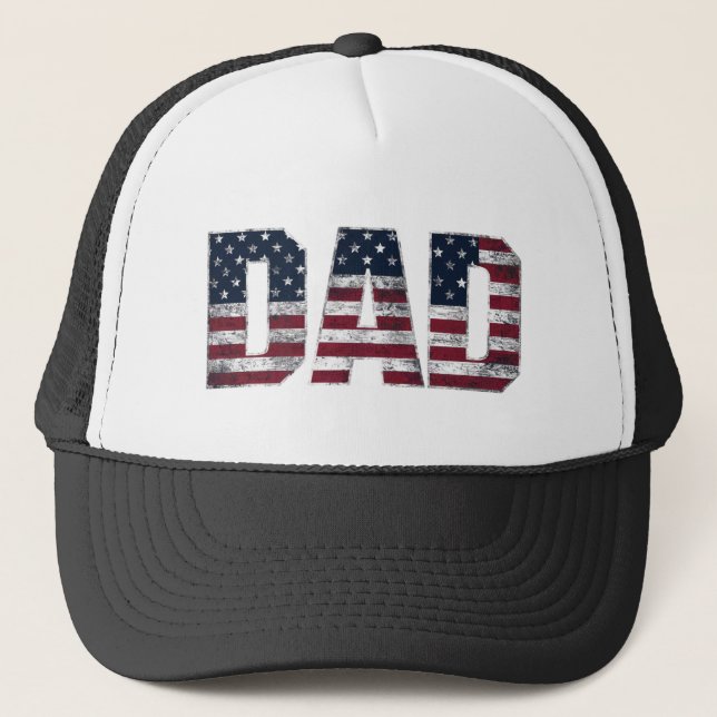 Gorra De Camionero Vintage Dad Usa Flag, el Día del Padre Americano (Anverso)