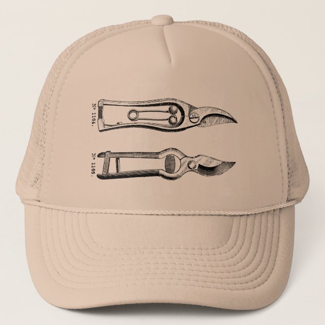 Gorra De Camionero VINTAGE Gardening Tools Pruners Trucker Hat (Anverso)