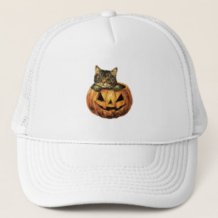 Gorra De Camionero Vintage Halloween Pumpkin Kitty