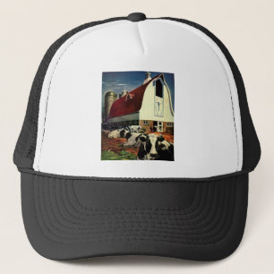 Gorra De Camionero Vintage Holstein Vacas de la Leche en el sector de