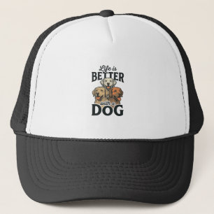 Gorra De Camionero Vintage La Vida Es Mejor Con Un Perro Diseño Vecto