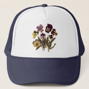 Gorra De Camionero Vintage Pansies in Bloom, Floral Garden Flowers