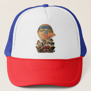 Gorra De Camionero Vintage Patriótico, Niños en un Globo Aerostático