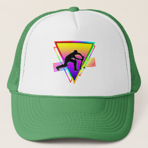 Gorra De Camionero Vintage retro colorido jugador de críquet arco iri