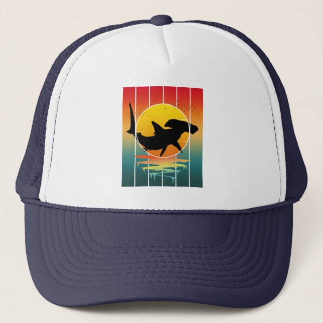 Gorra De Camionero Vintage Sunset Hammerhead Shark (Anverso)