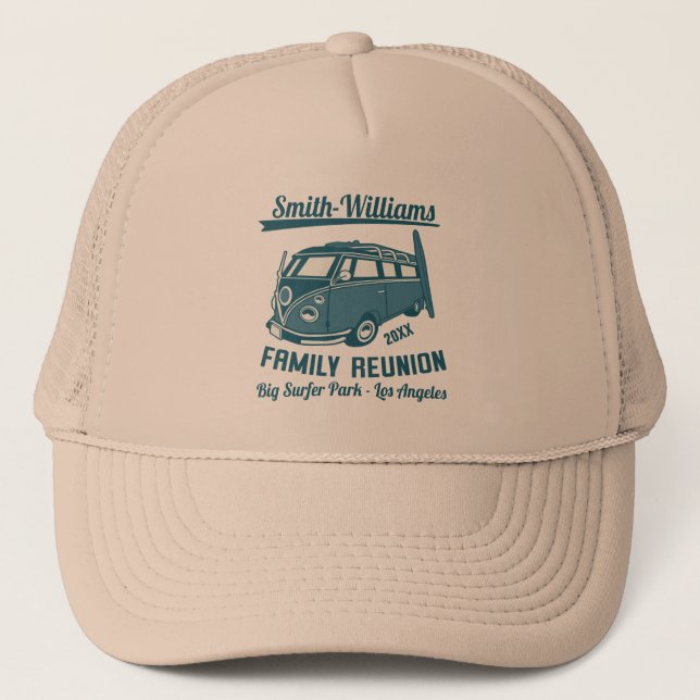 Gorra De Camionero Vintage Surf Van Family Beach Reunion (Anverso)