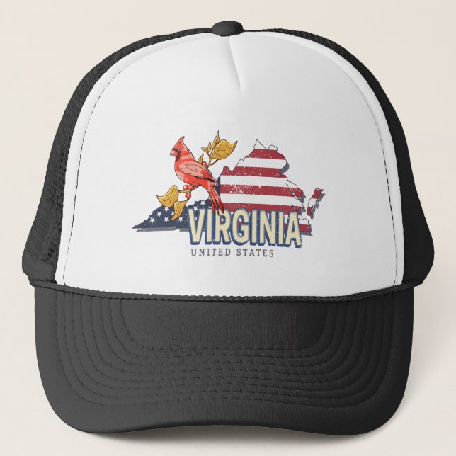 Gorra De Camionero Virginia United States Retro State Map Vintage USA (Anverso)