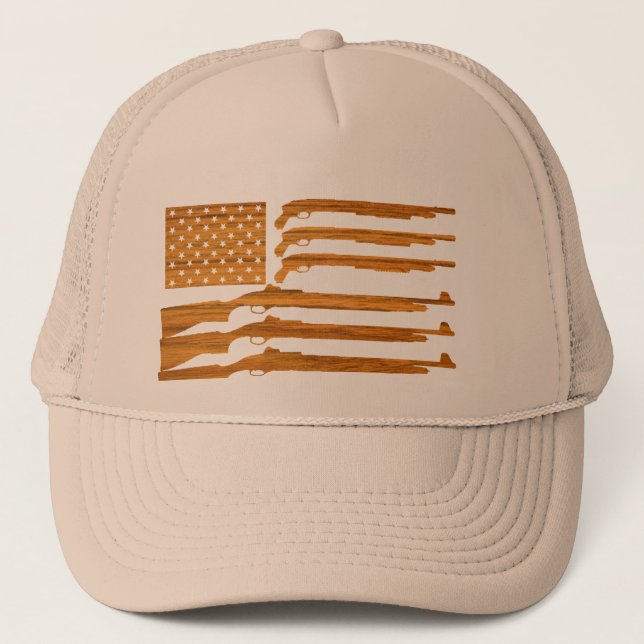 Gorra De Camionero Viruta de la bandera del rifle del arma (Anverso)