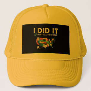 Gorra De Camionero Visitó los 50 estados de EE. UU. - Mapa de viaje d