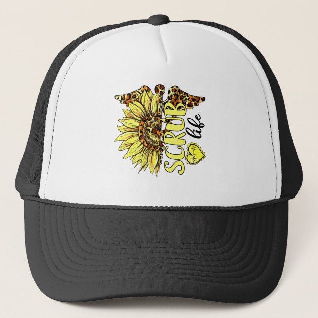 Gorra De Camionero Viviendo La Vida De Scrub Enfermera De Leopardo De (Anverso)