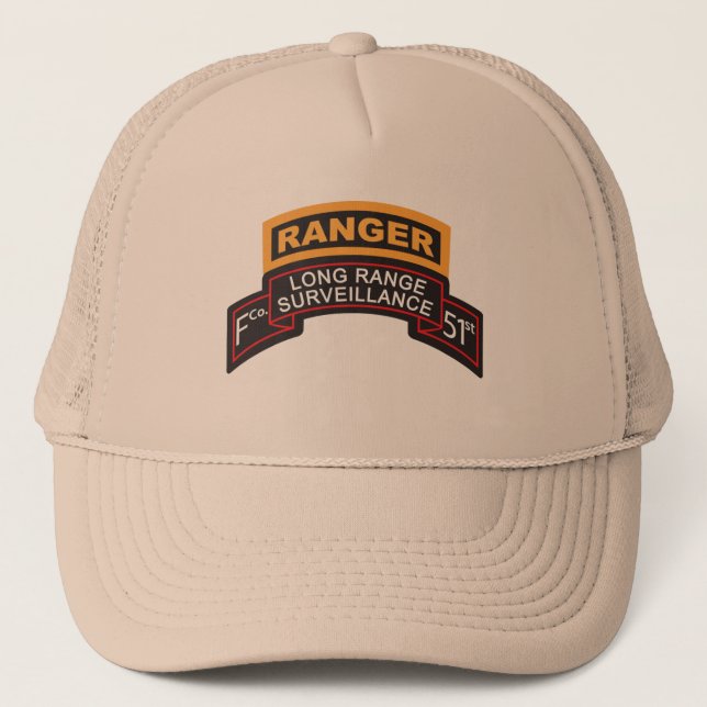 Gorra De Camionero Voluta de la infantería LRS de F Co 51.o, etiqueta (Anverso)