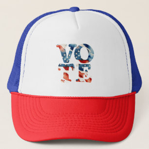 Gorra De Camionero Vota USA bandera patriótica acuarela votación elec