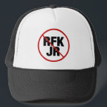 Gorra De Camionero Votación contra Robert F. Kennedy<br><div class="desc">Los demócratas se unen contra RFK Jr. Este candidato político para las elecciones presidenciales de 2024 no demuestra los valores democráticos fiestas. Un ataque rojo y un círculo alrededor del nombre de Robert F. Kennedy Jr en un gorra político.</div>