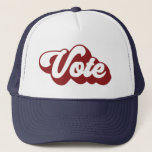 Gorra De Camionero Votación retro | Rojo<br><div class="desc">¡Sal y vota este año electoral! Este gorra muestra el texto Vote en un tipo de letra rojo retro! ¡También disponible en azul!</div>