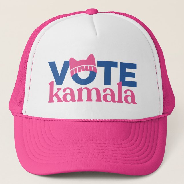Gorra De Camionero Votar a Kamala Pink (Anverso)