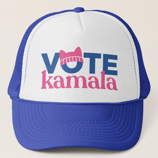 Gorra De Camionero Votar por Kamala Azul (Anverso)