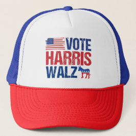 Gorra De Camionero Vote Harris Walz Demócrata Bandera Americana de Do