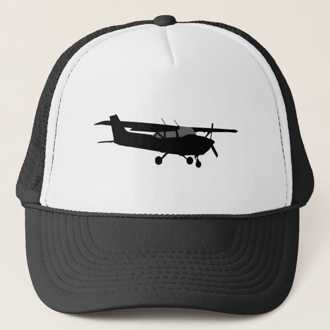 Gorra De Camionero Vuelo negro clásico de la silueta de Cessna de los (Anverso)