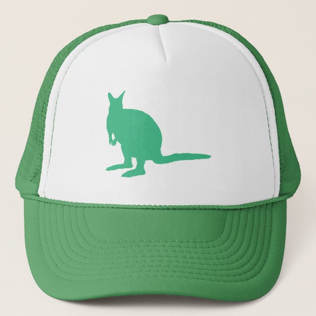 Gorra De Camionero Wallaby. Animal en verde. (Anverso)