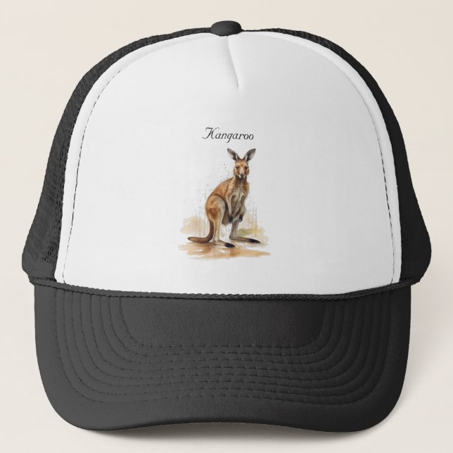 Gorra De Camionero Wanderer de Outback: personalizado canguro acuarel (Anverso)