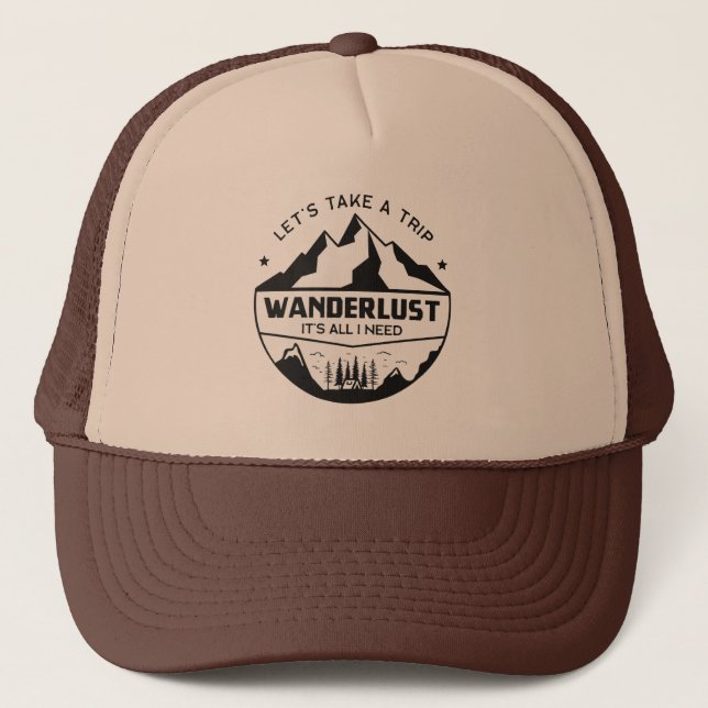 Gorra De Camionero Wanderlust Camping (Anverso)