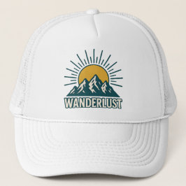Gorra De Camionero Wanderlust Retro Teal Mountain Sunrise | Hiking