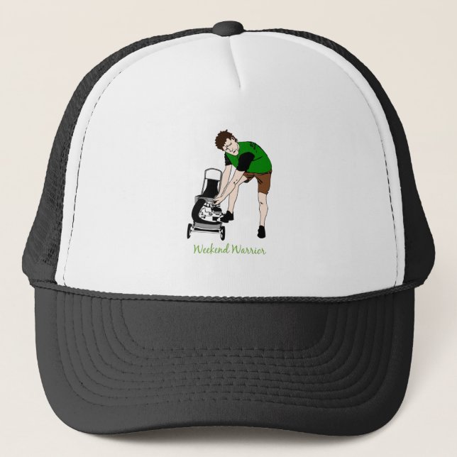 Gorra De Camionero Warrior de fin de semana Funny Lawn mowing Persona (Anverso)