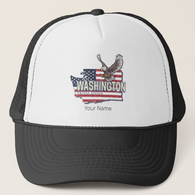 Gorra De Camionero Washington State United States Map USA Souvenir (Anverso)