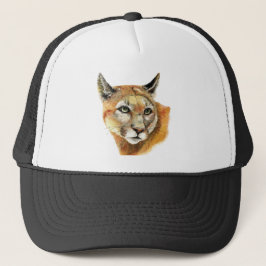 Gorra De Camionero Watercolor Cougar Puma Animal Nature Art