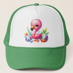 Gorra De Camionero Watercolor Flamingo Personalizado Clipart