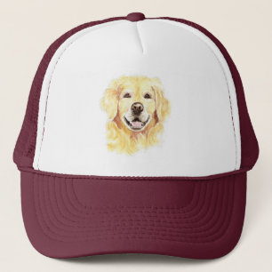 Gorra De Camionero Watercolor Golden Retriever Dog Mascota Animal Art