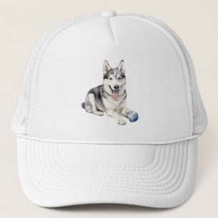 Gorra De Camionero Watercolor Husky Dog