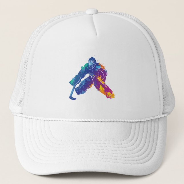 Gorra De Camionero Watercolor Ice Hockey Goalie (Anverso)