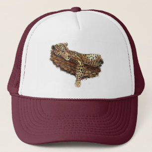 Gorra De Camionero Watercolor Leopard Wild Cat Wildlife Nature Art