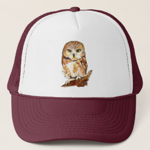 Gorra De Camionero Watercolor Owl Bird Wildlife Nature Art