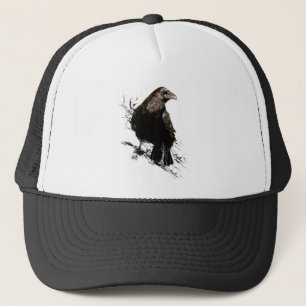 Gorra De Camionero Watercolor Raven Bird Wildlife Nature Art