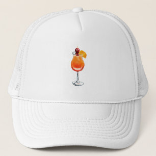 Gorra De Camionero Watercolor Tequila Sunrise Coctail
