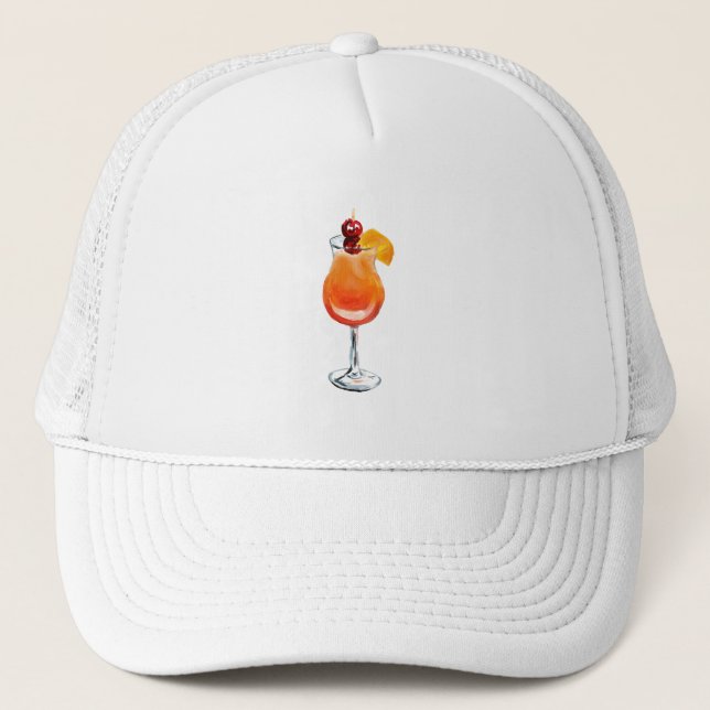Gorra De Camionero Watercolor Tequila Sunrise Coctail (Anverso)