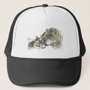 Gorra De Camionero Watercolor Wolf Mom o Dad