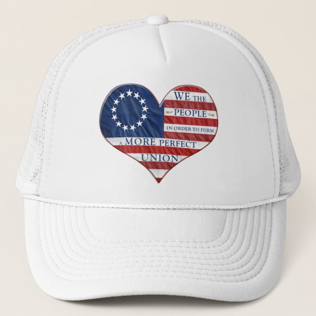 Gorra De Camionero We The People American Flag Heart (Anverso)