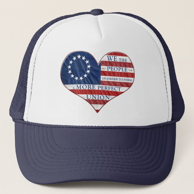 Gorra De Camionero We The People American Flag Heart (Anverso)