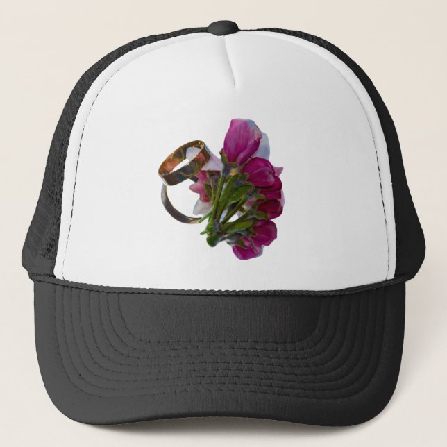Gorra De Camionero Wedding Rings and Flowers (Anverso)