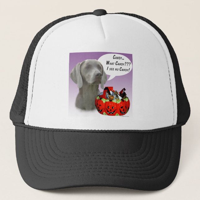 Gorra De Camionero Weimaraner Halloween Candy (Anverso)