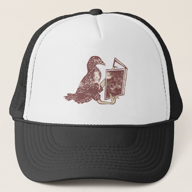 Gorra De Camionero Weka Bird leyendo un libro (Anverso)
