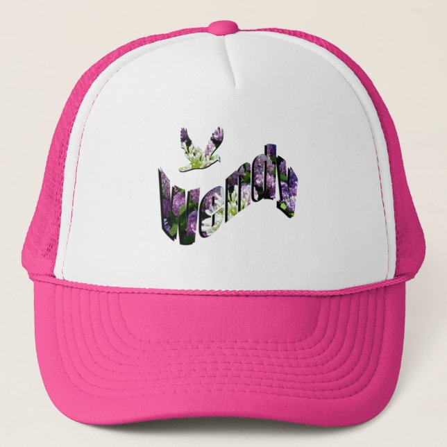 Gorra De Camionero Wendy, Nombre, Logo Floral, (Anverso)