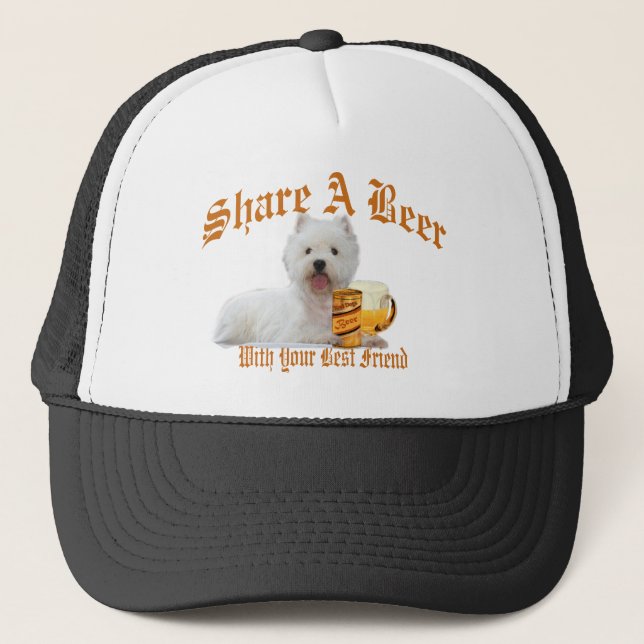 Gorra De Camionero Westie comparte una cerveza (Anverso)