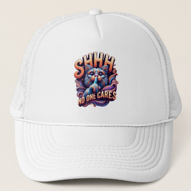 Gorra De Camionero Whimsical Cat Whispers Shhh A Nadie le importa (Anverso)