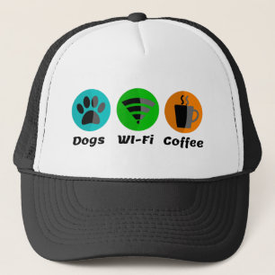 Gorra De Camionero Wi-Fi En Perros Y Café