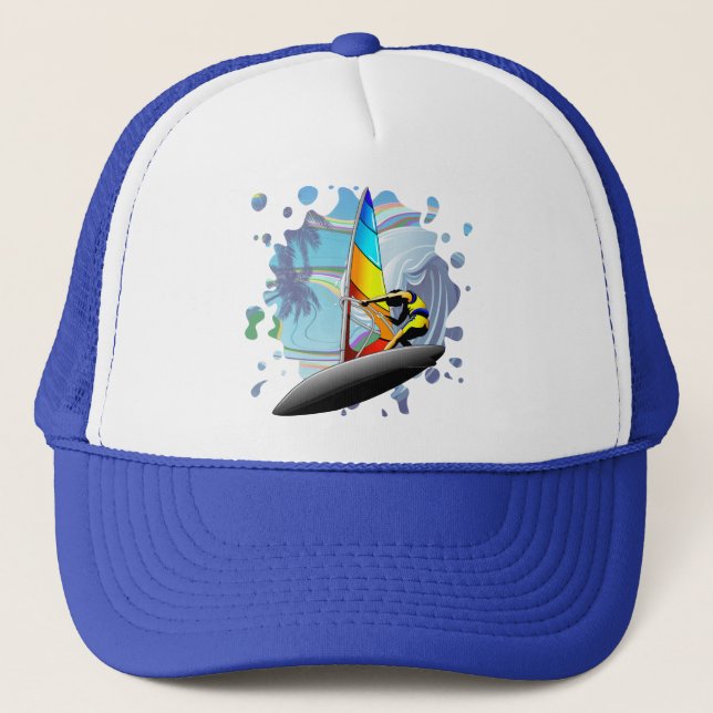 Gorra De Camionero WindSurfer sobre las olas del océano grande (Anverso)