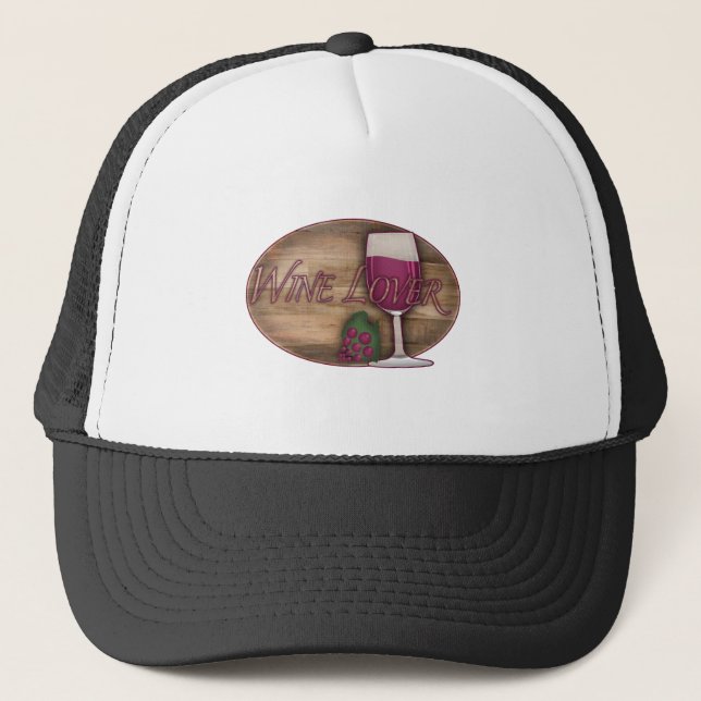 Gorra De Camionero Wine Lover en Wood Oval (Anverso)